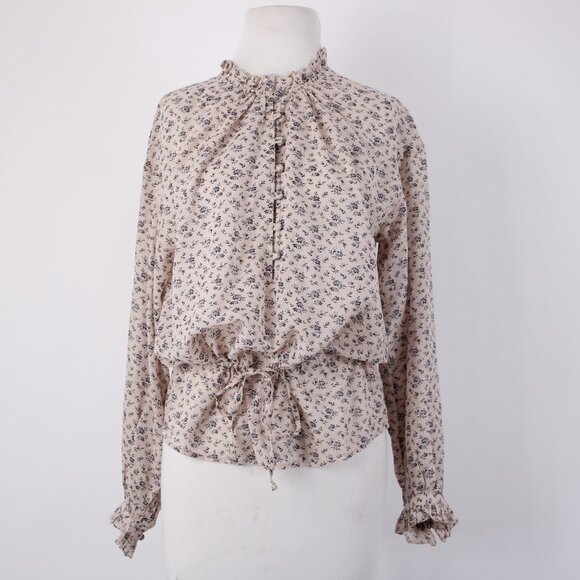 Joie Top Sz S Lt Pink Lavender Multi Color Floral Collared Cotton Viscose Top - Picture 2 of 13